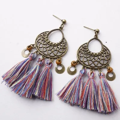 Bohemian Three Tassel Dangle Earrings