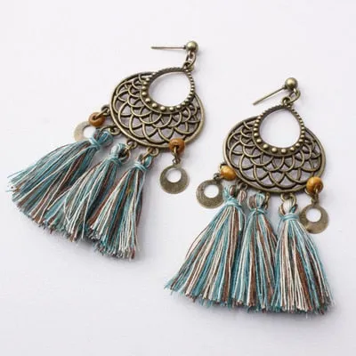 Bohemian Three Tassel Dangle Earrings