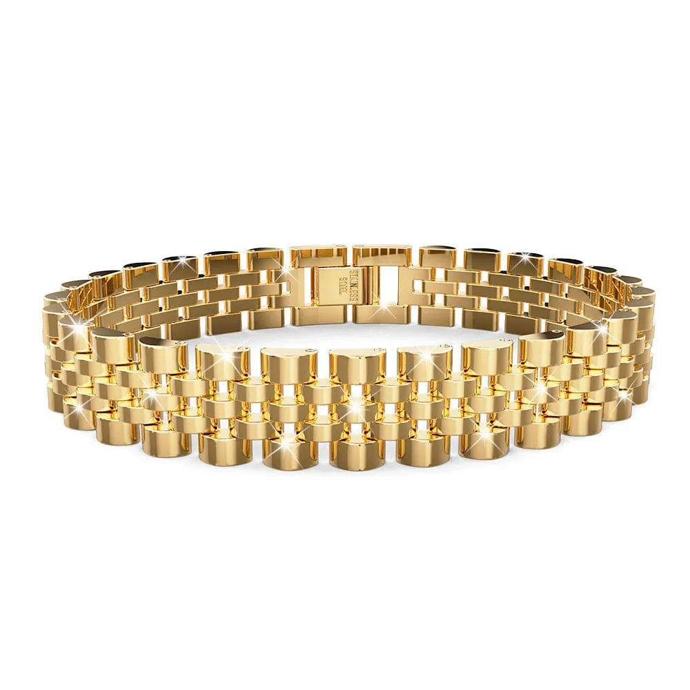 Brick Gold Layered Stainless Steel Bracelet