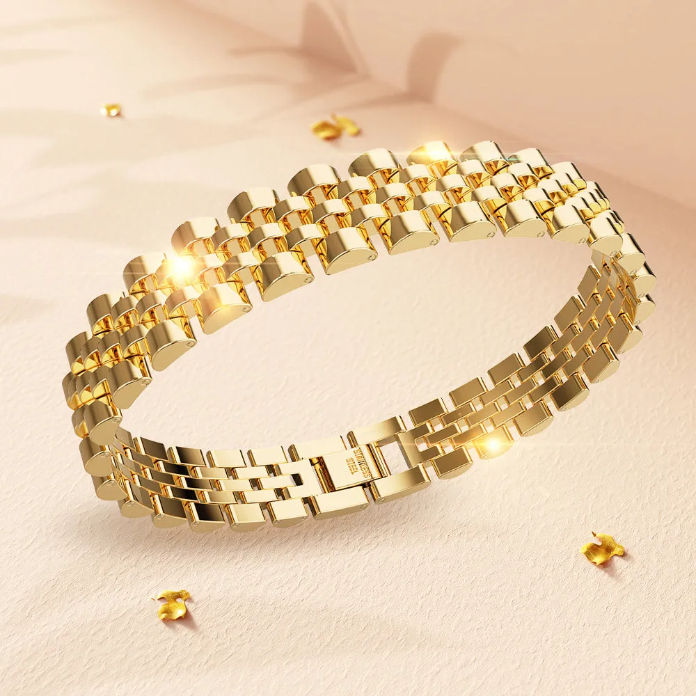 Brick Gold Layered Stainless Steel Bracelet