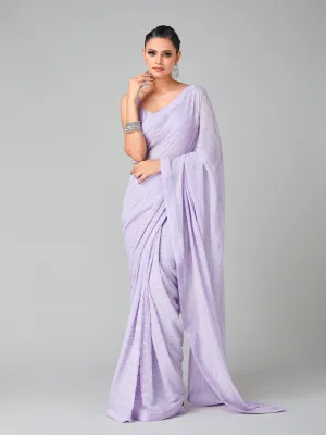 Bright Lilac Georgette Sequin Saree
