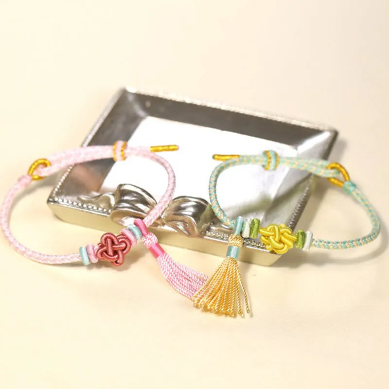 Buddha Stones Colorful String Peach Blossom Knot Tassels Protection Bracelet