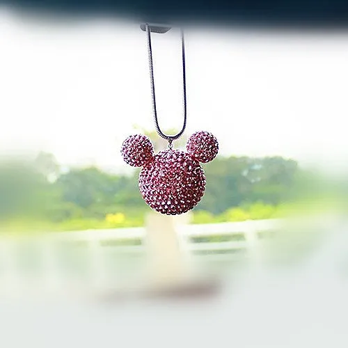 Car Bling Charm- Mouse Ear Shaped Pendants with Rhinestones