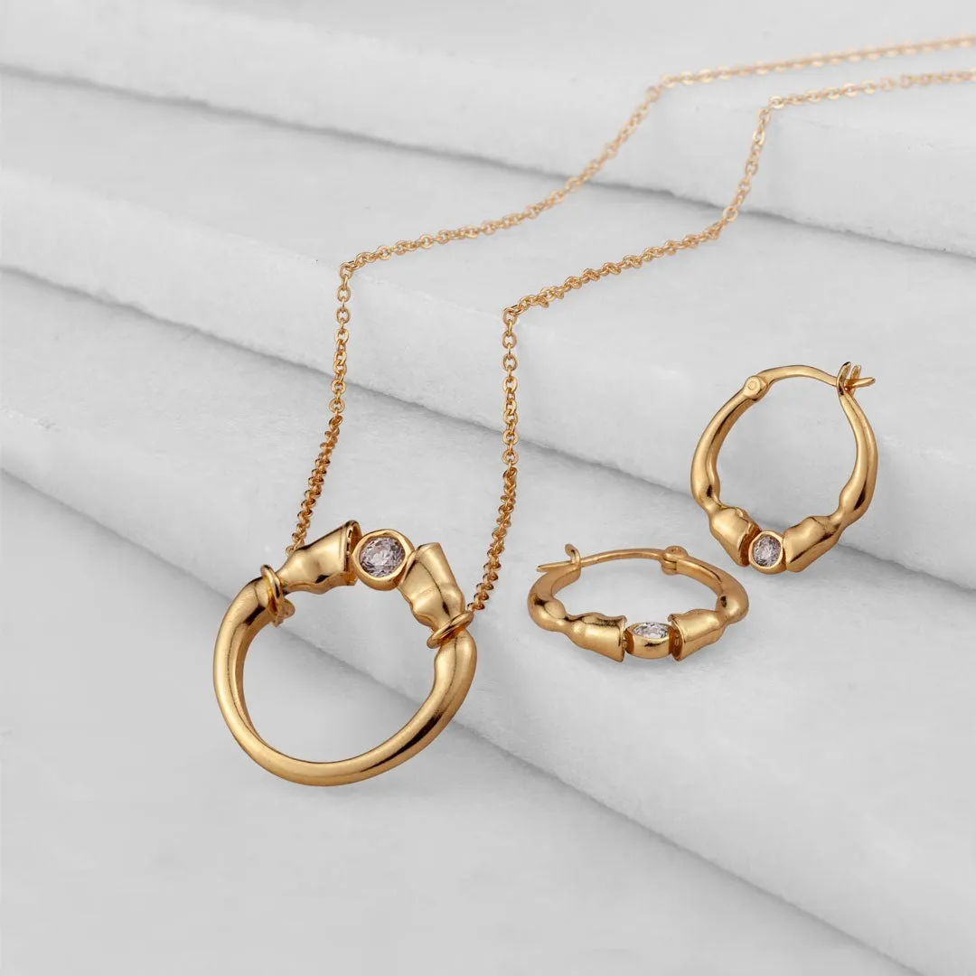 Cavallo - Moissanite Horseshoe Necklace 14K Gold Vermeil