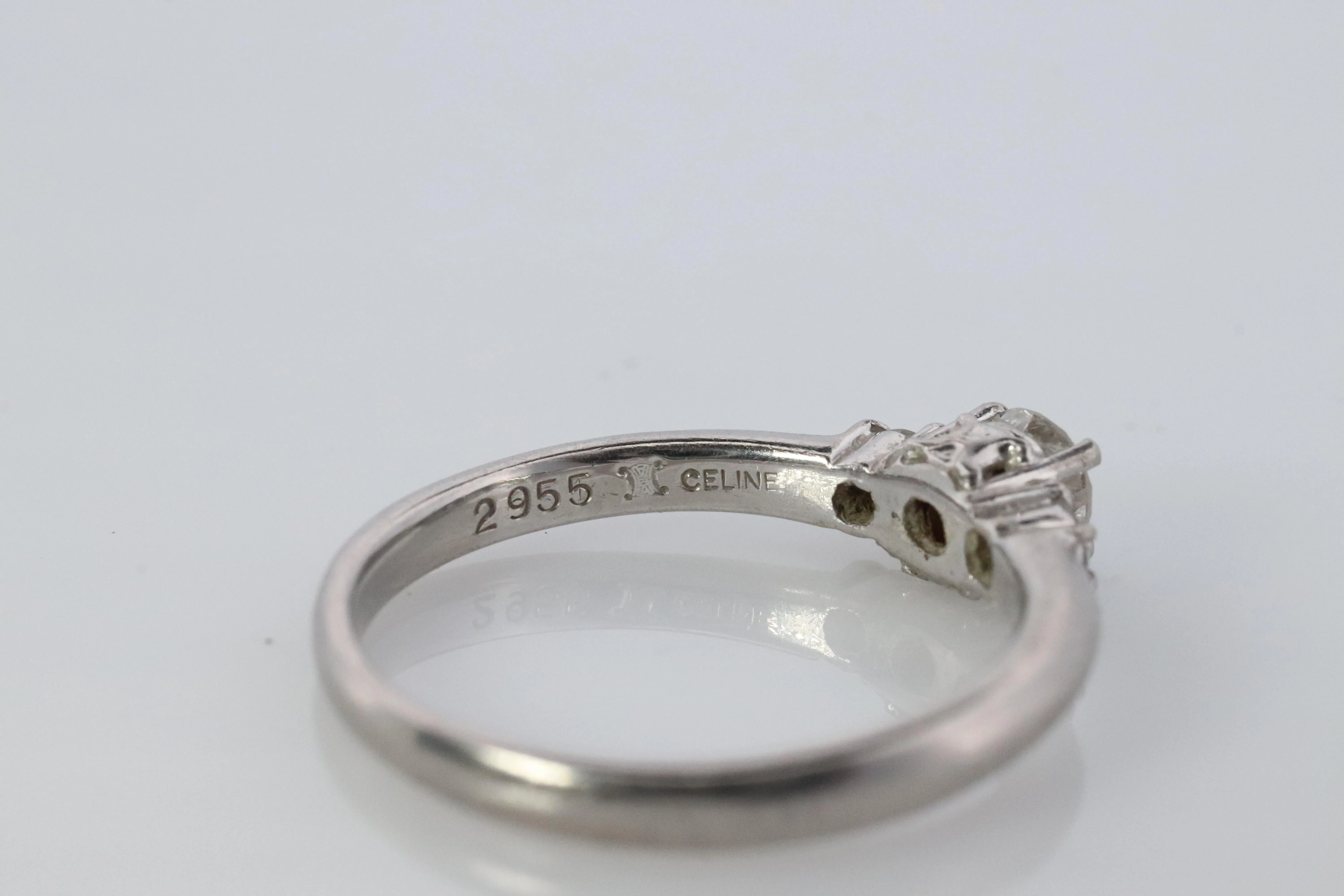 Celine Diamond Ring. Diamond Solitaire Engagement Pt900 Platinum band. Certified