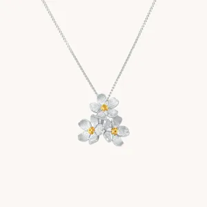 Cherry Blossom Bunch Silver Pendant With Chain