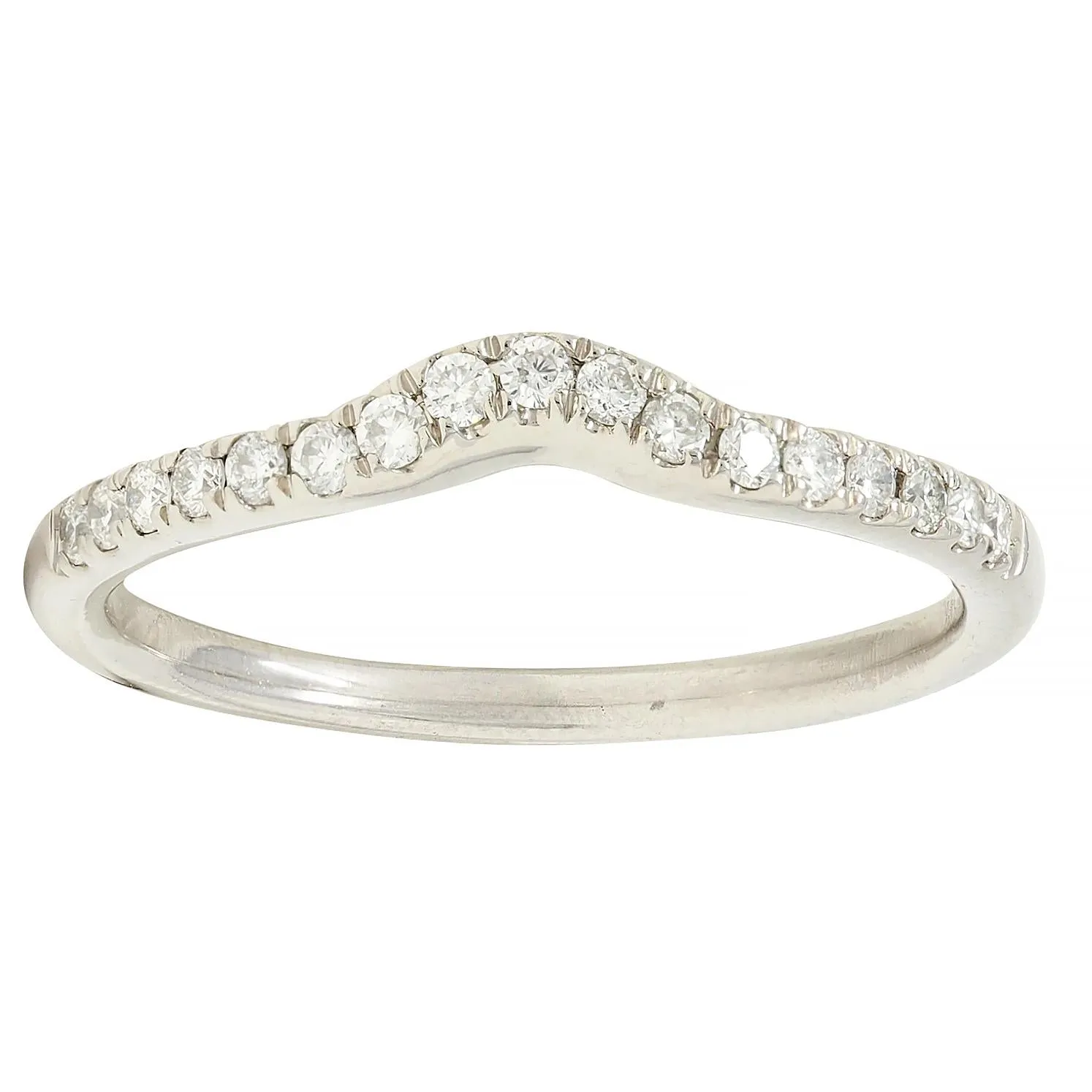 Contemporary Diamond 14 Karat White Gold Contour Wedding Band Ring