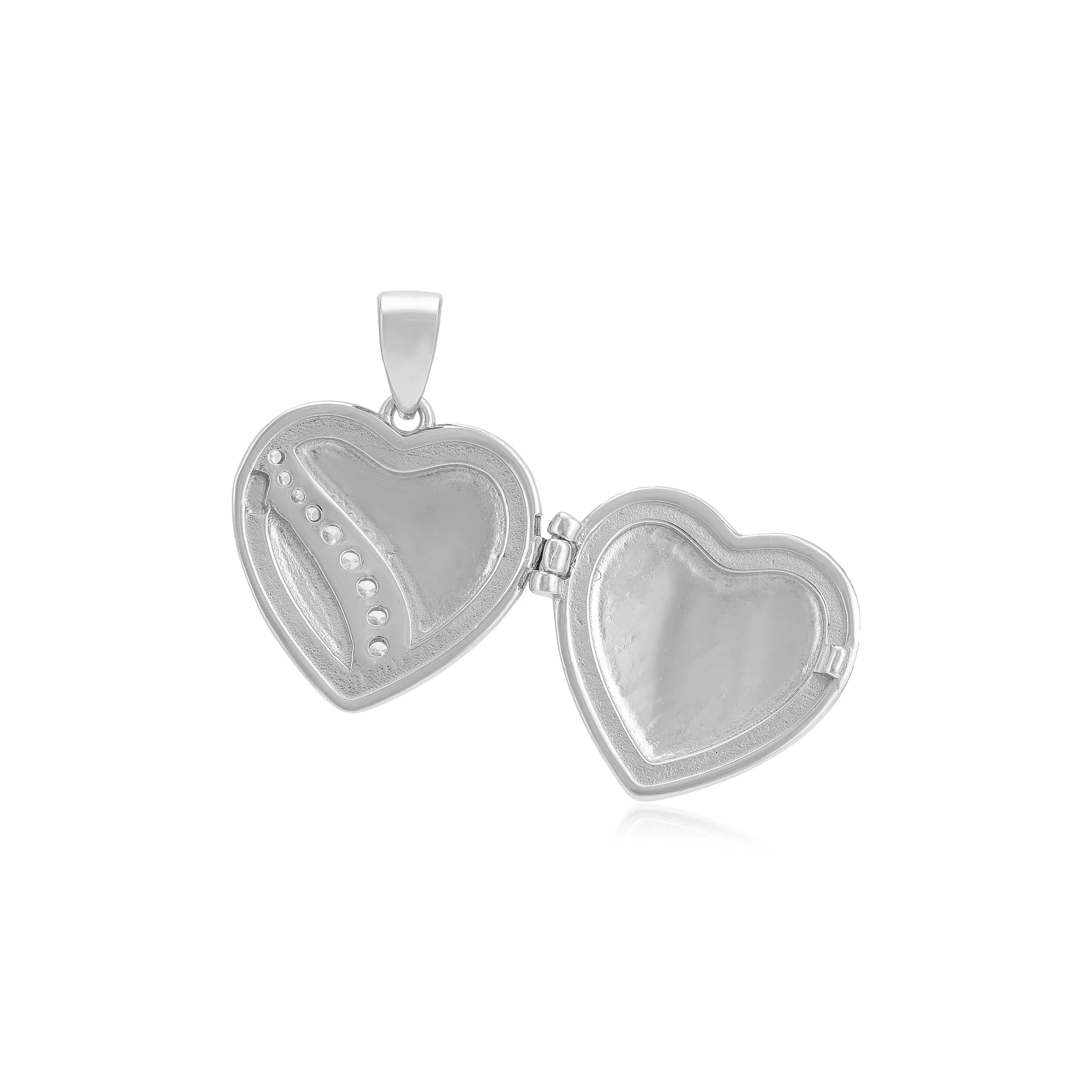 Crystal Heart Rhodium Plated Simple Stoned Locket Pendants