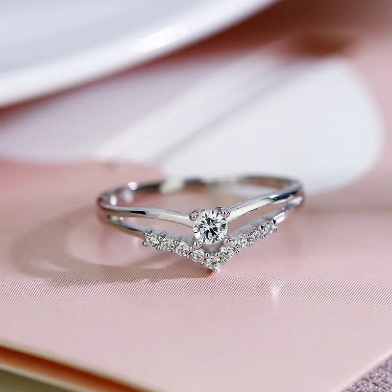 Cubic Zircon Engagement Classic Ring