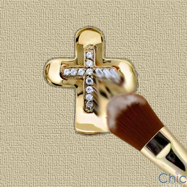 Cubic Zirconia Cz .25 TCW Two Tone Gold Cross Pendant