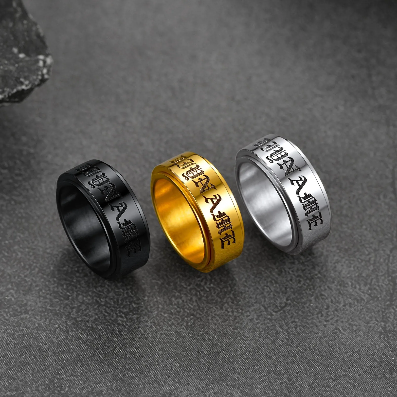 Custom Fidget Spinner Anxiety Rings for Men Women, 9mm/15mm