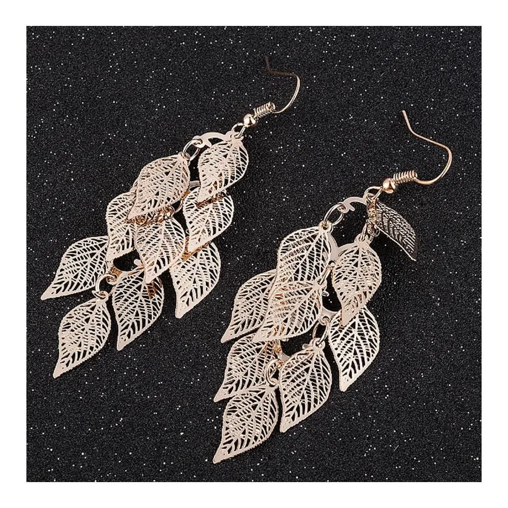 Dama Rusa- Golden Shaded Bohemian Leaves Earrings- TM-E-53-Gd