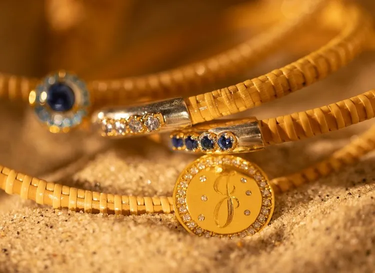 Dark Blue Sapphire Nantucket Basket Bangle