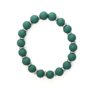 Dark Green Bead w/ Silver Spacer Bracelet