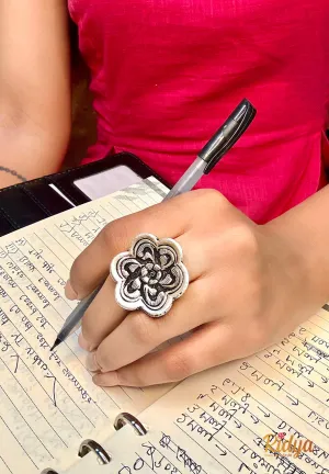 Detailed Chitai Work Flower Ring