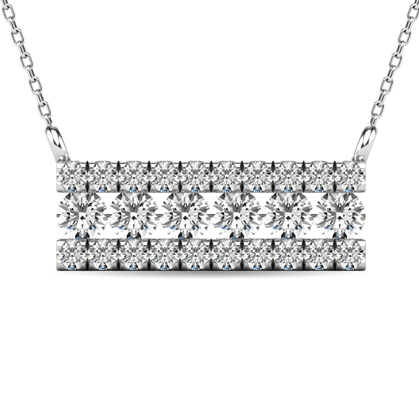 Diamond 1/4 ct tw Bar Necklace in 14K White Gold