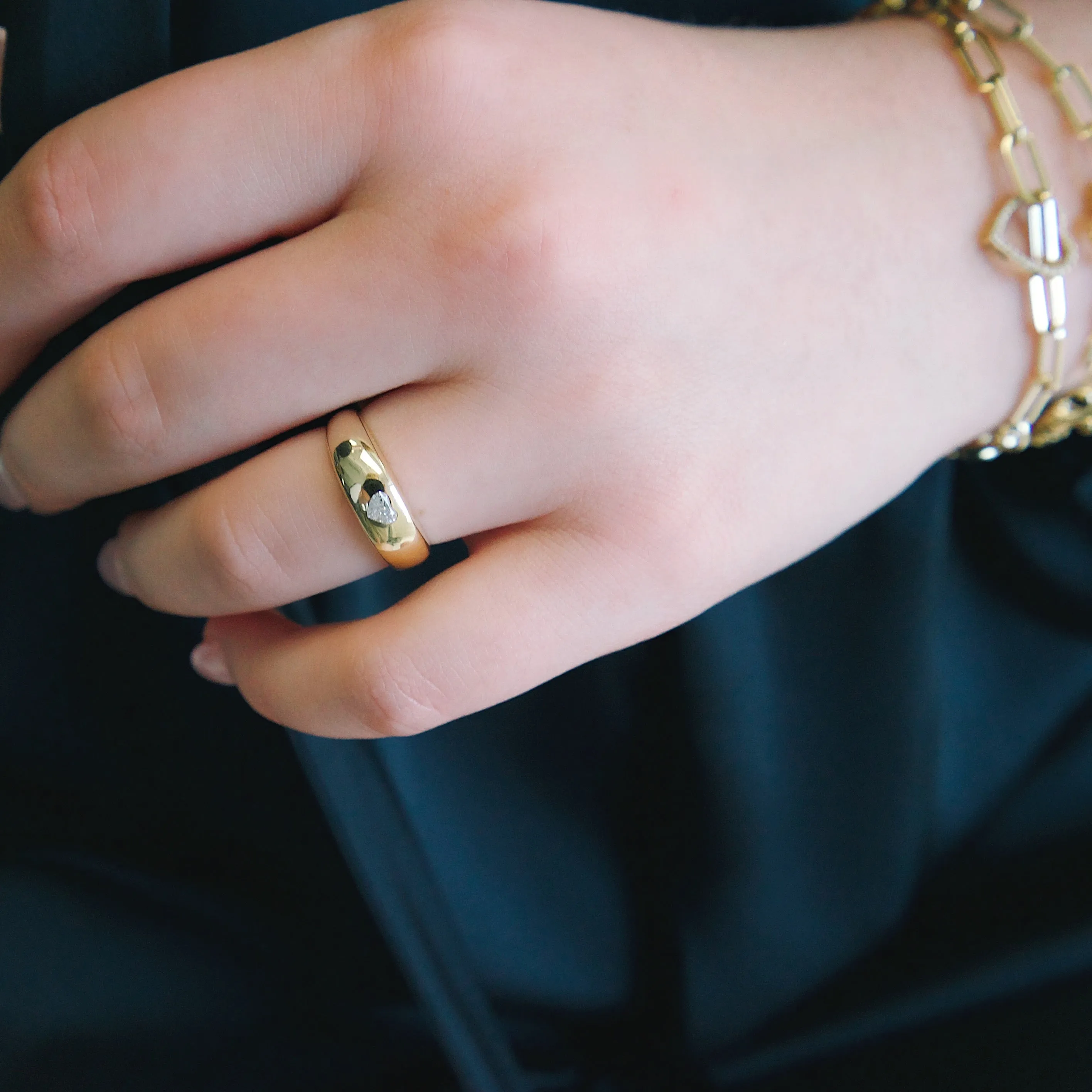 Diamond Heart Connected Ring