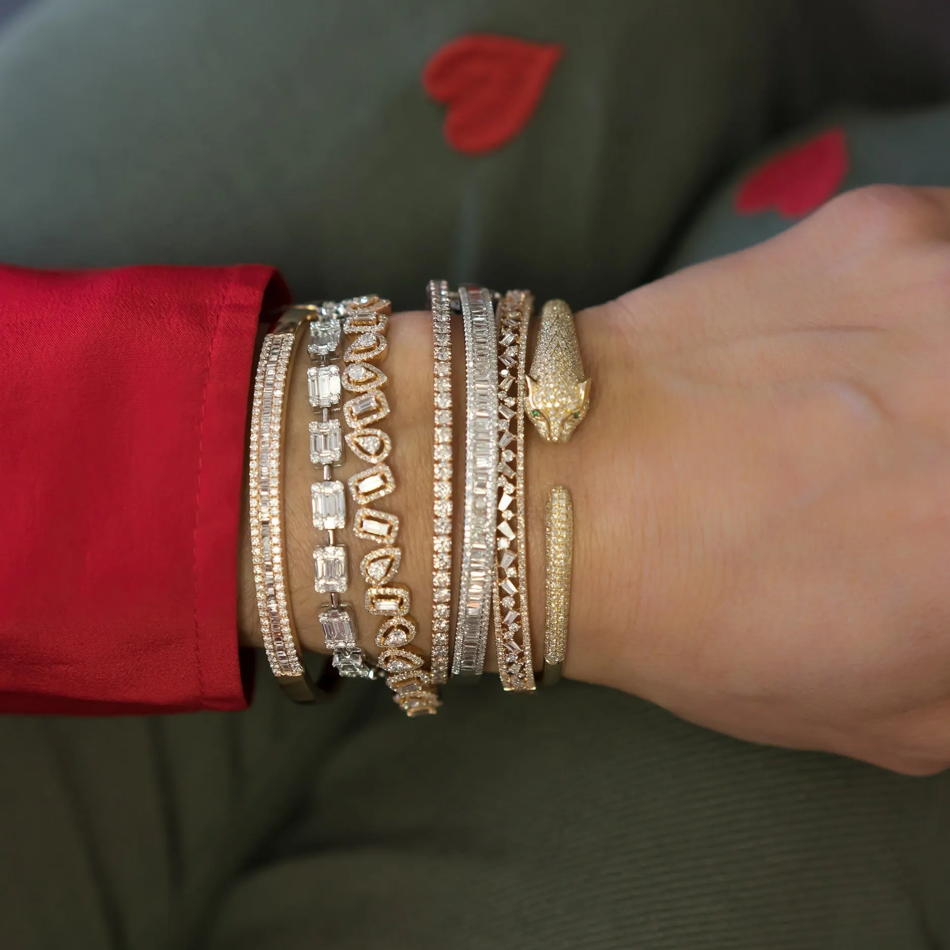 Diamond Panther Cuff Bracelet