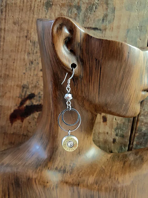 Double Round Fine Stainless Ring Bullet Earrings
