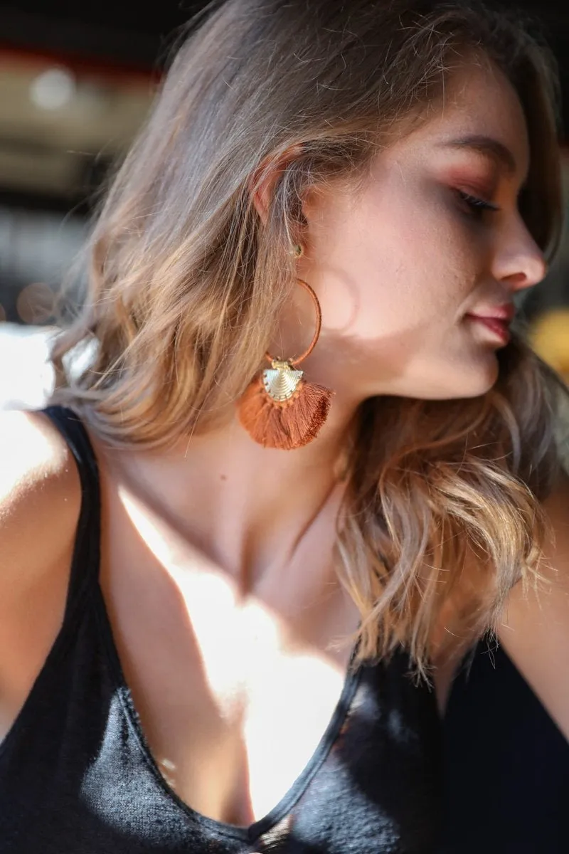 Drop Tassel Fan Earrings