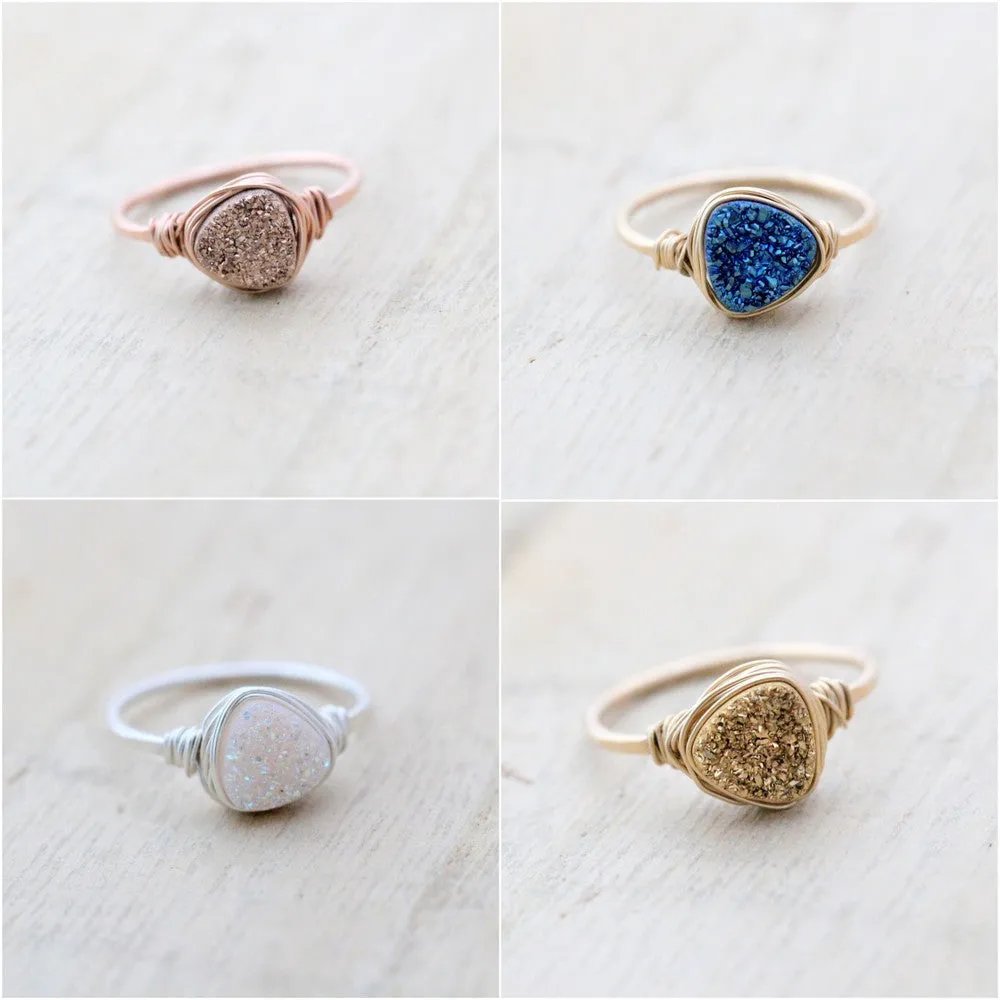 Druzy Triangle Rings