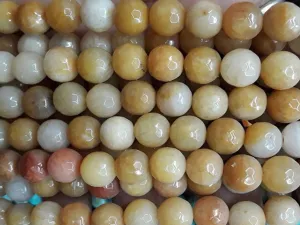 Dull Yellow Circular Semi Precious Agate Stones