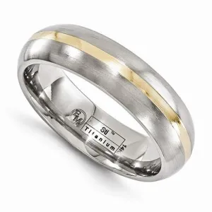 Edward Mirell Titanium And 14k Gold Brushed Band - 6mm
