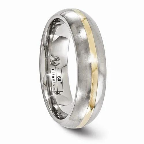 Edward Mirell Titanium And 14k Gold Brushed Band - 6mm