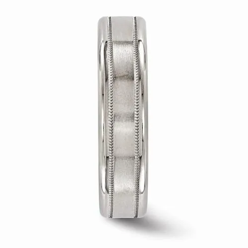 Edward Mirell Titanium Satin & Polished Millgrain Band - 6mm