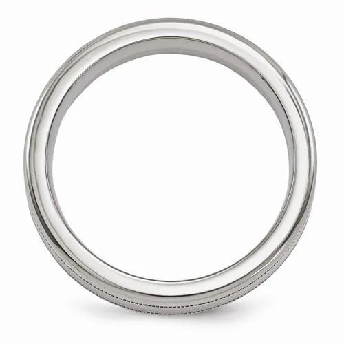 Edward Mirell Titanium Satin & Polished Millgrain Band - 6mm