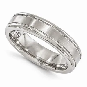 Edward Mirell Titanium Satin & Polished Millgrain Band - 6mm