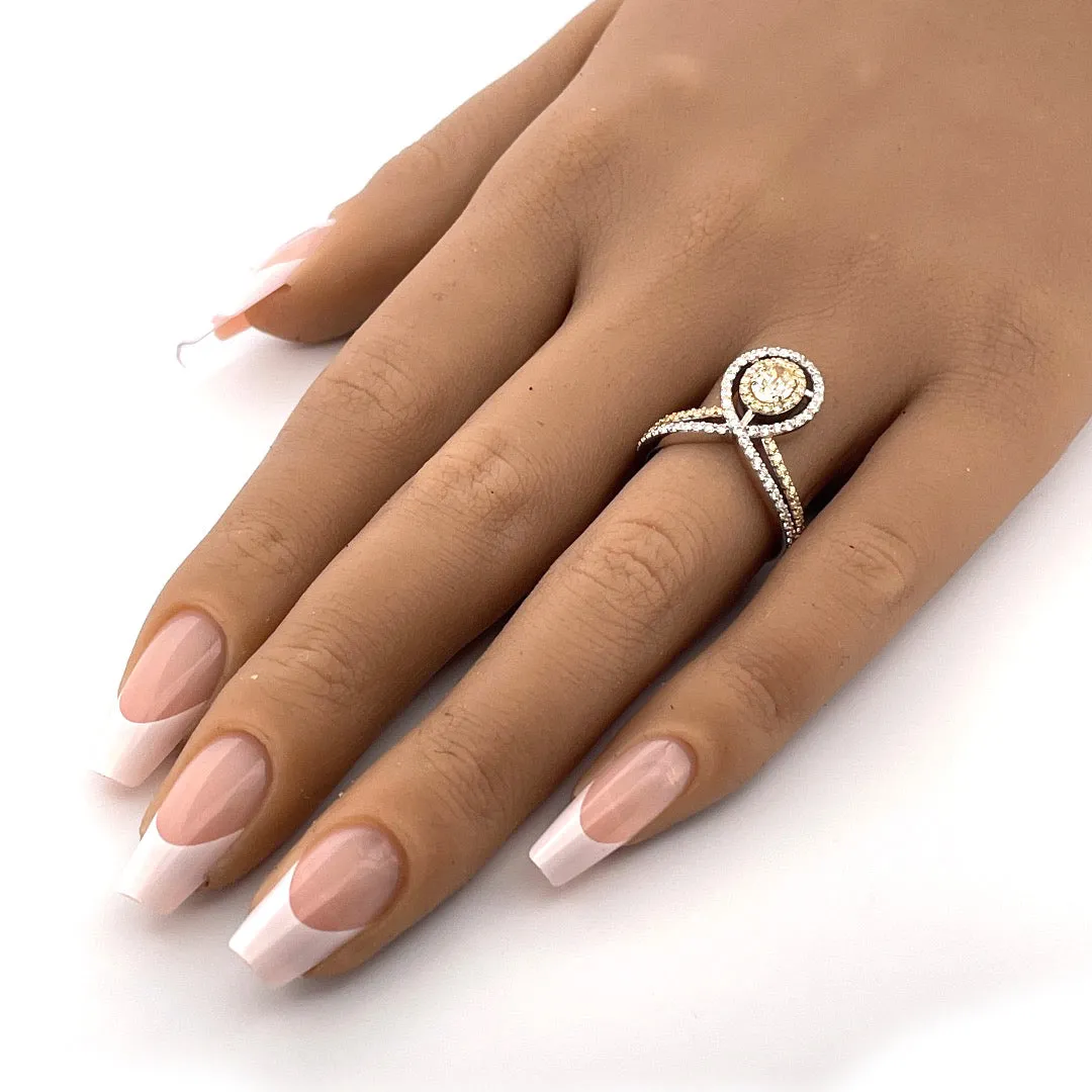 Elegant 18k White Gold Natural Yellow Diamond Ring