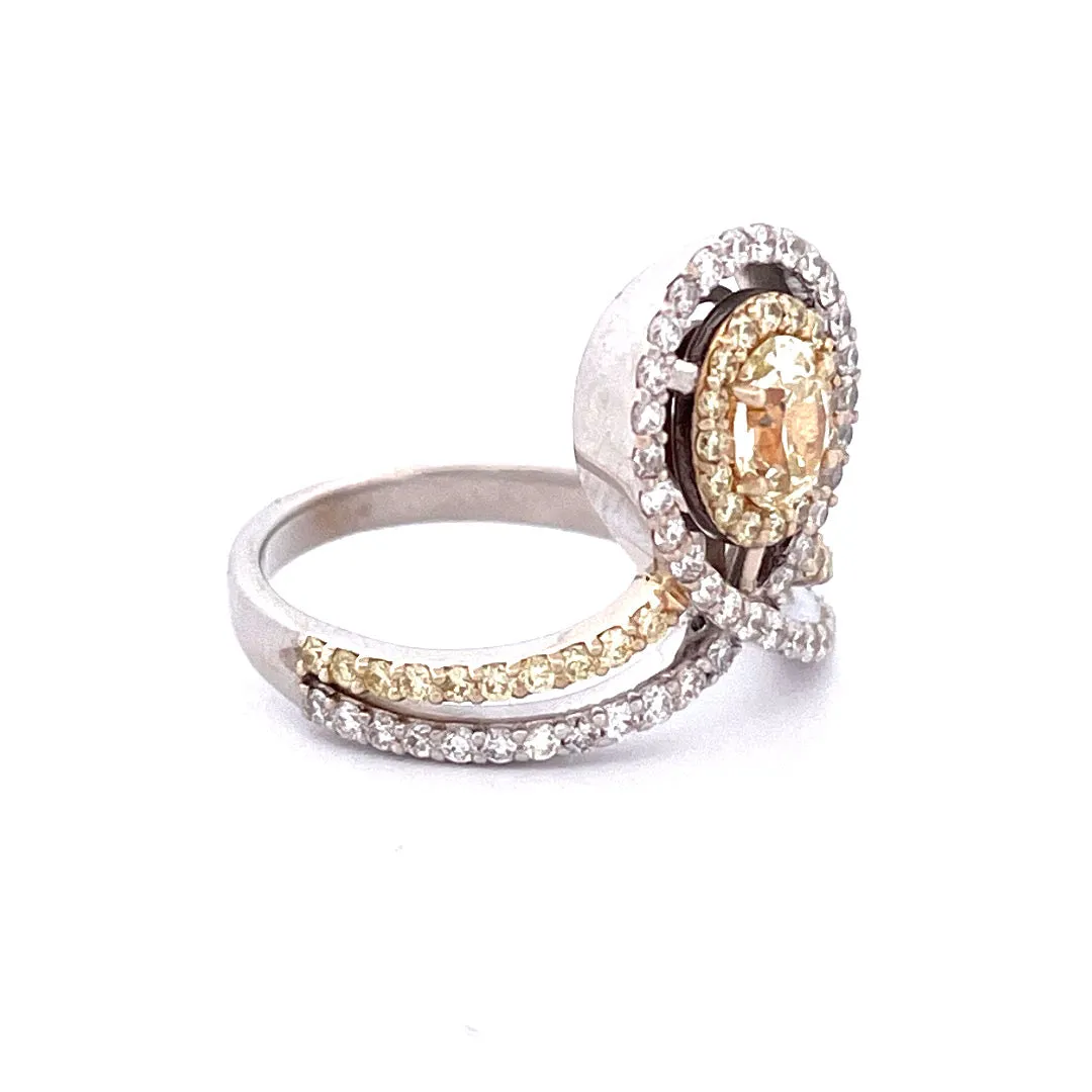 Elegant 18k White Gold Natural Yellow Diamond Ring