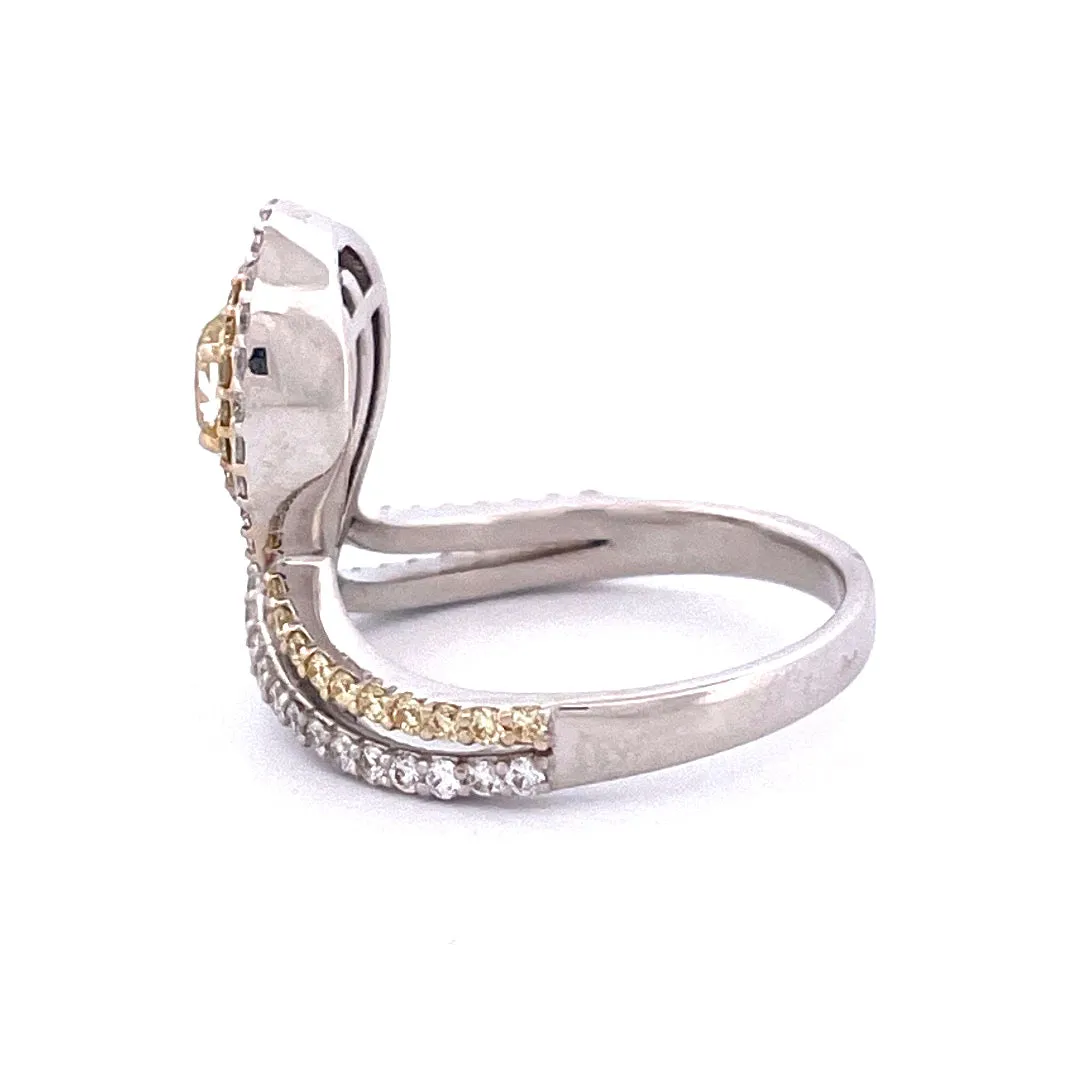 Elegant 18k White Gold Natural Yellow Diamond Ring