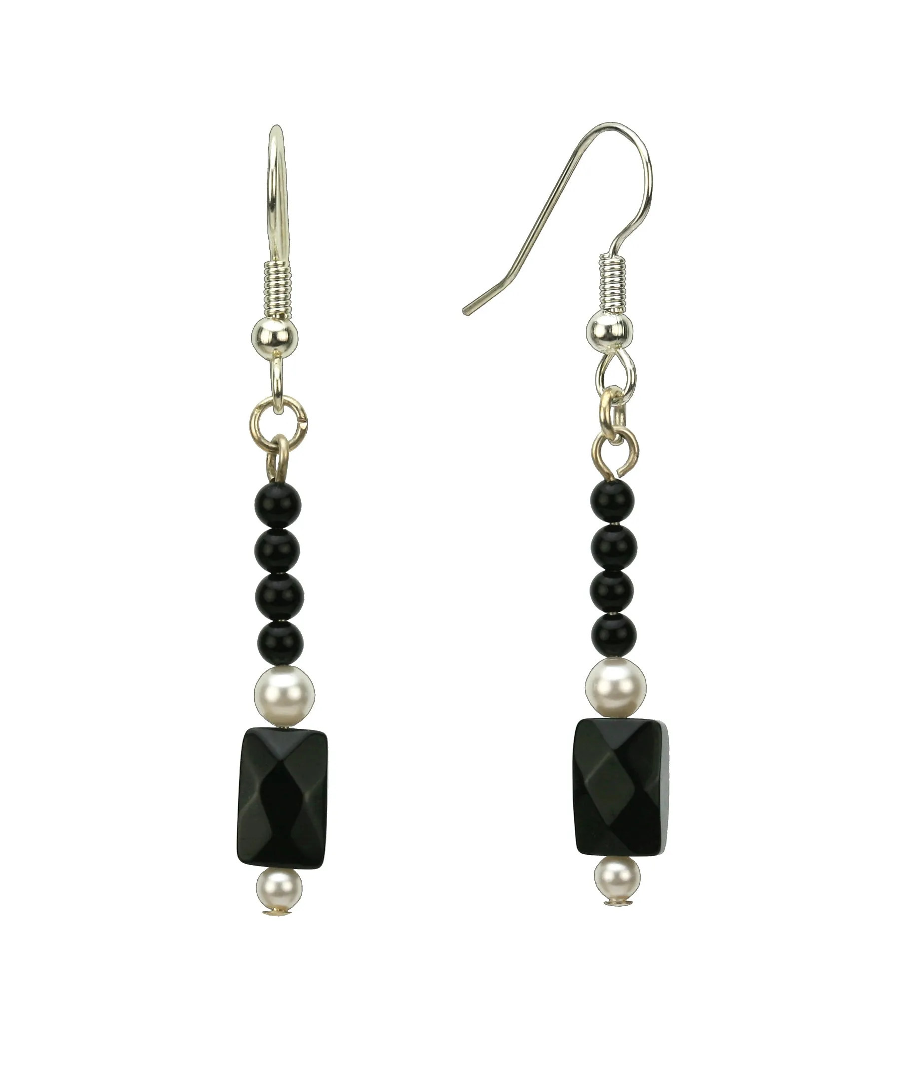 Elegant Black and White Silver Earrings