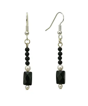 Elegant Black and White Silver Earrings