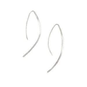 Elegant Curve Drop Earrings - Silver