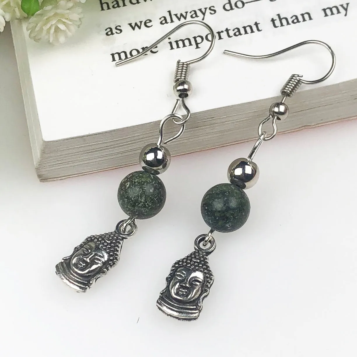 Elegant Green Jasper Earrings
