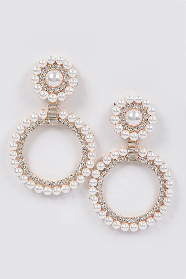 Elegant Pearl & Stone  Dangle Earring