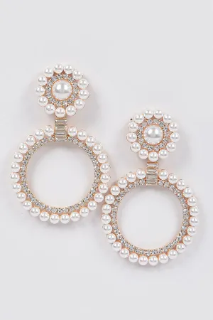 Elegant Pearl & Stone  Dangle Earring