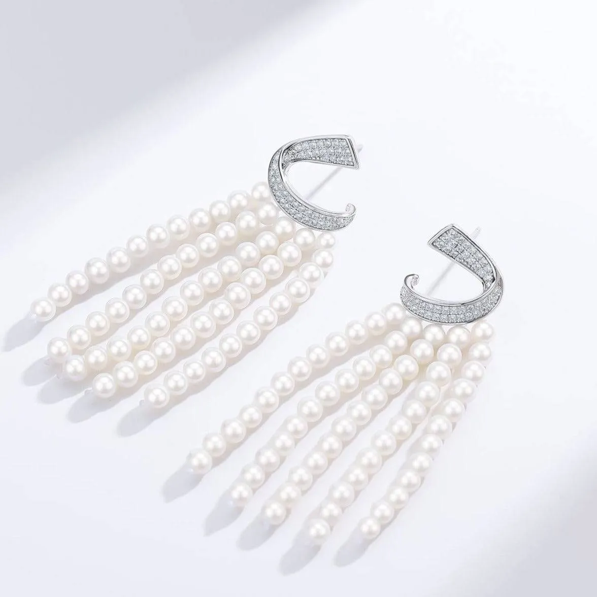 Elegant Pearl Cascade Earrings