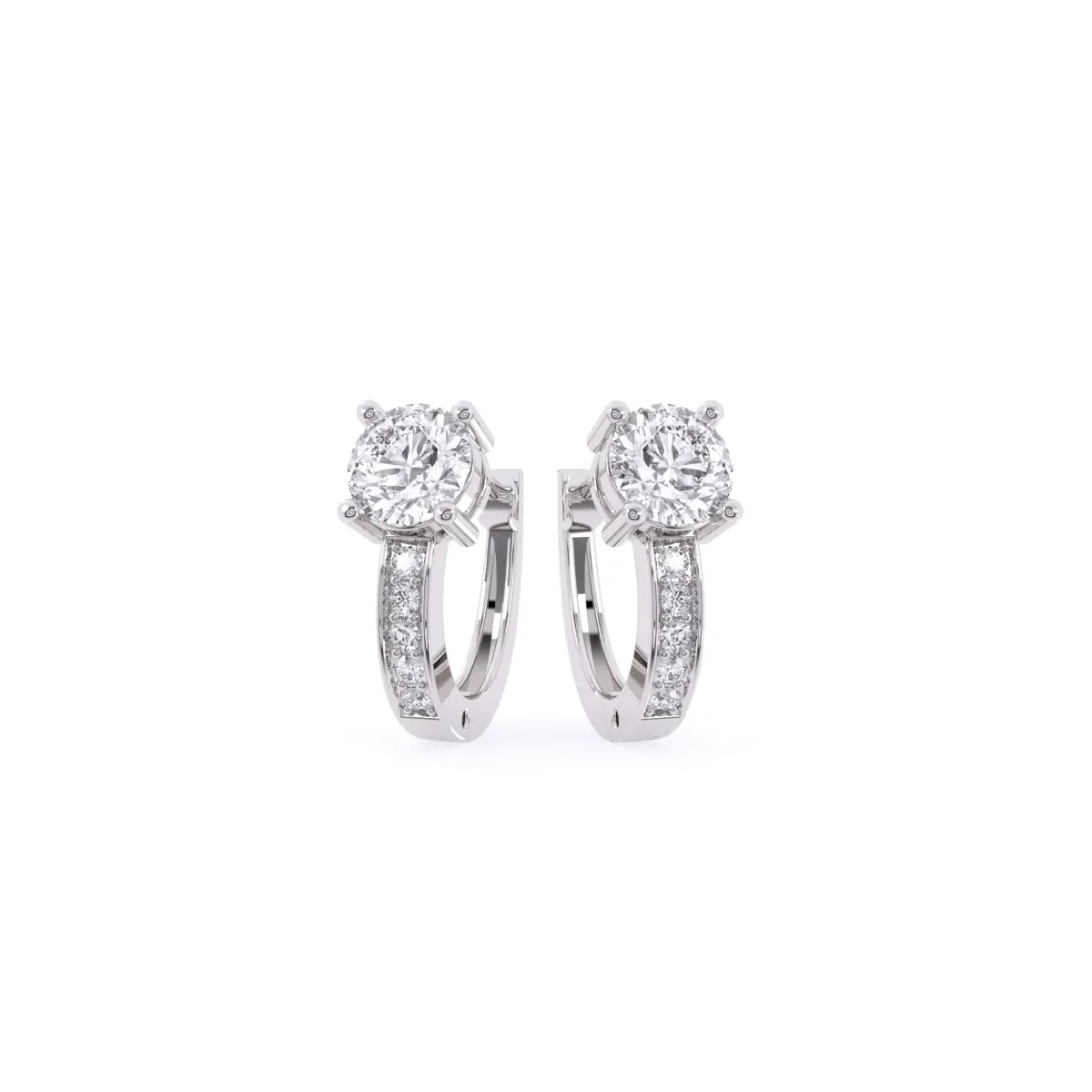 Elegant Round Diamond Hoop Earrings