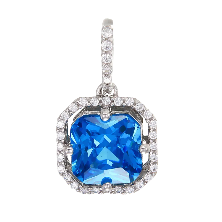 Elegant Sparkling Blue Pendant with Halo