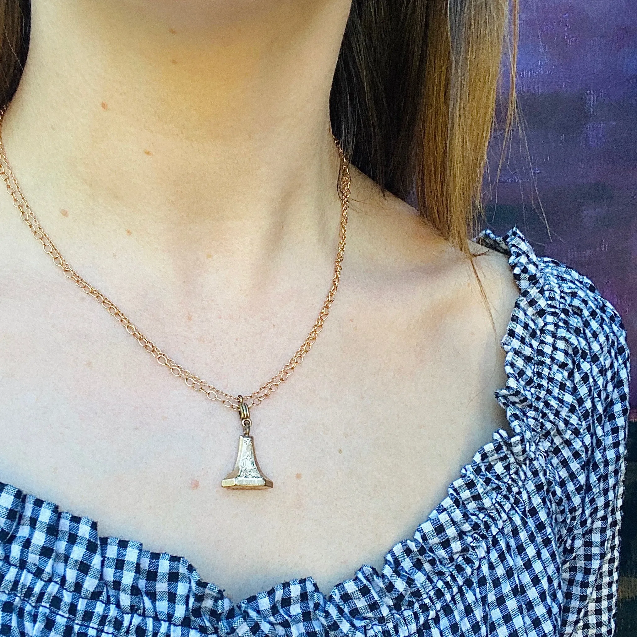 Engraved Fob Seal on Gold Filled Chains