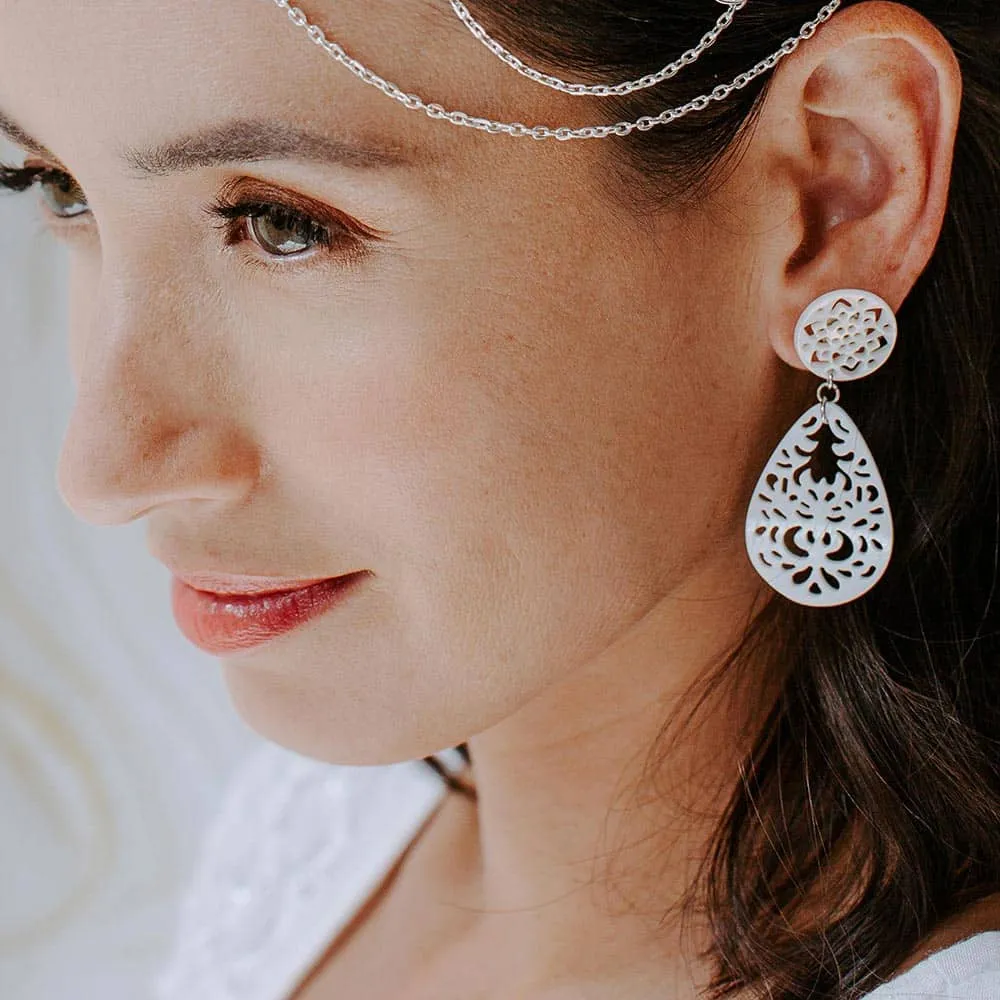 Erykah Lace Shell Earrings