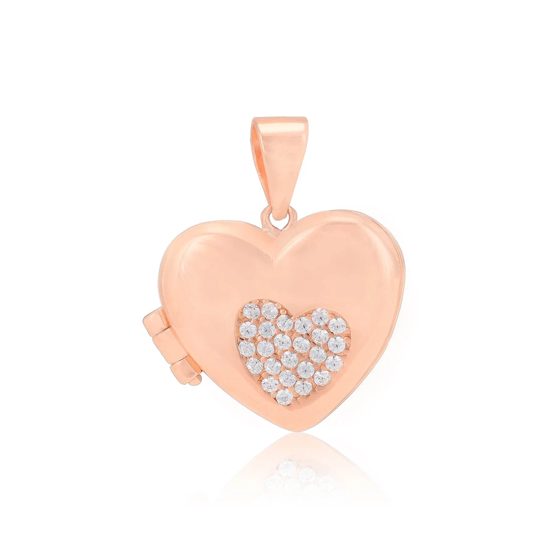 Ethereal Radiance Rose Gold Plated Locket Subtle Centre Stone Pendants