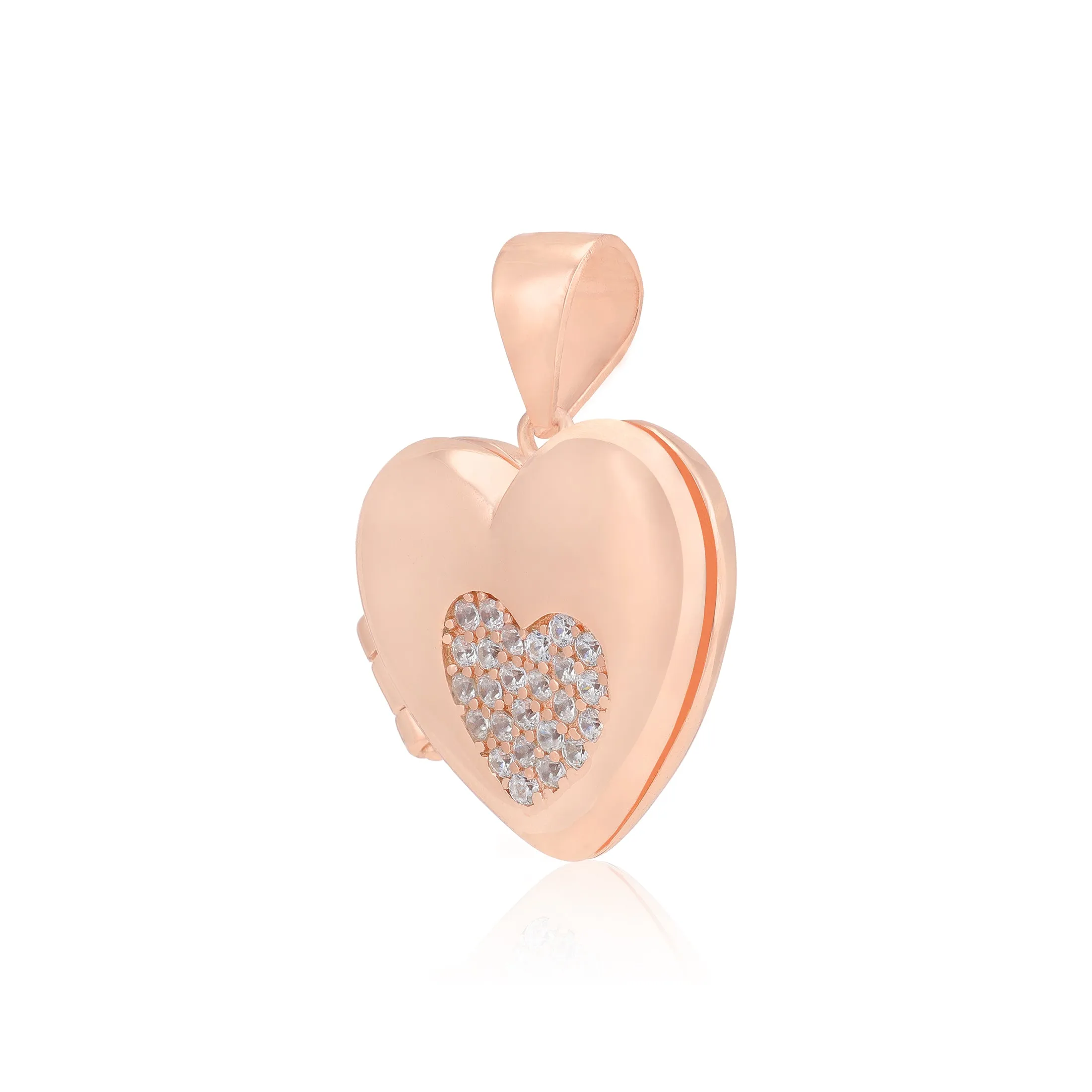Ethereal Radiance Rose Gold Plated Locket Subtle Centre Stone Pendants