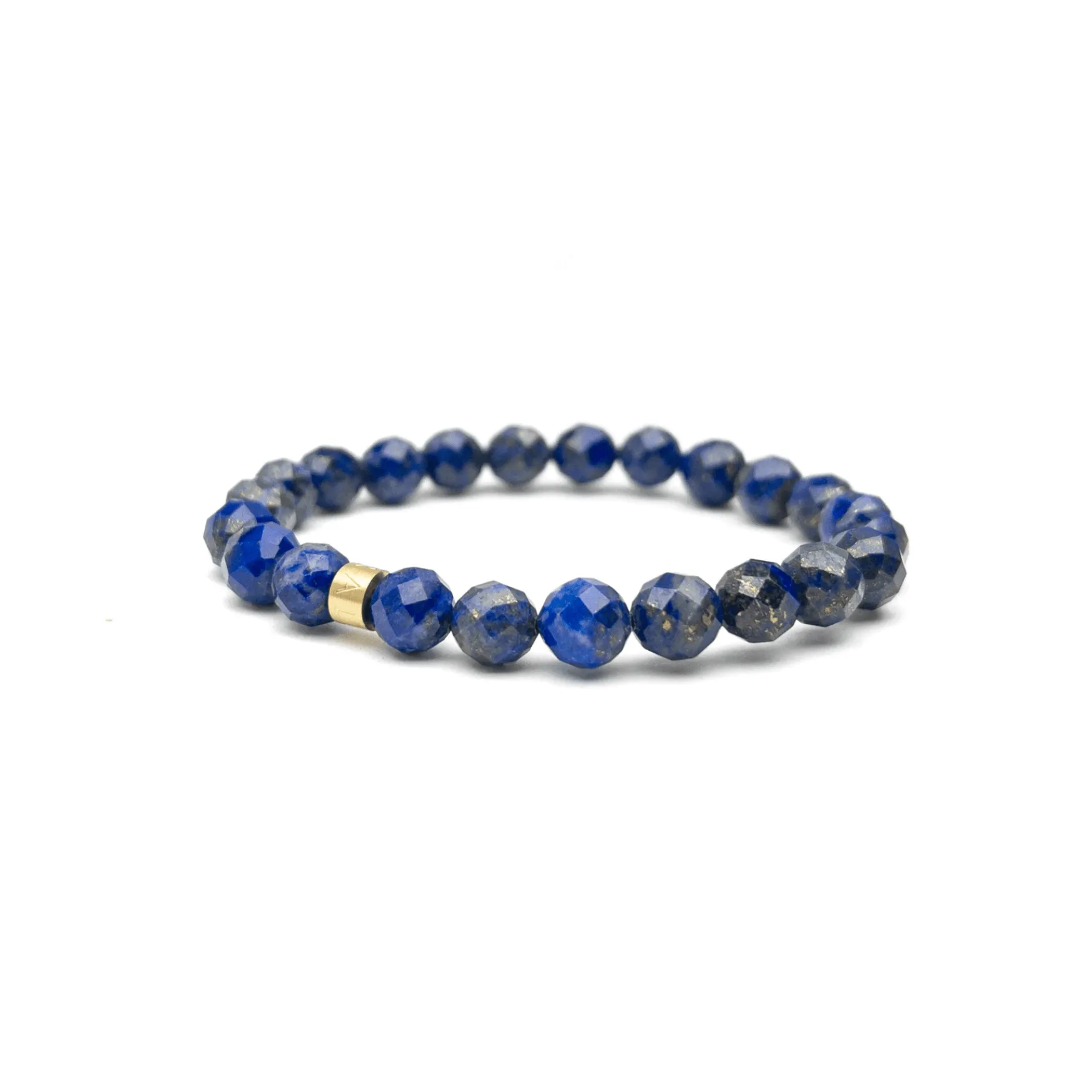 Faceted Lapis Lazuli And Gold-Plated Franco Chain Bracelet Stack