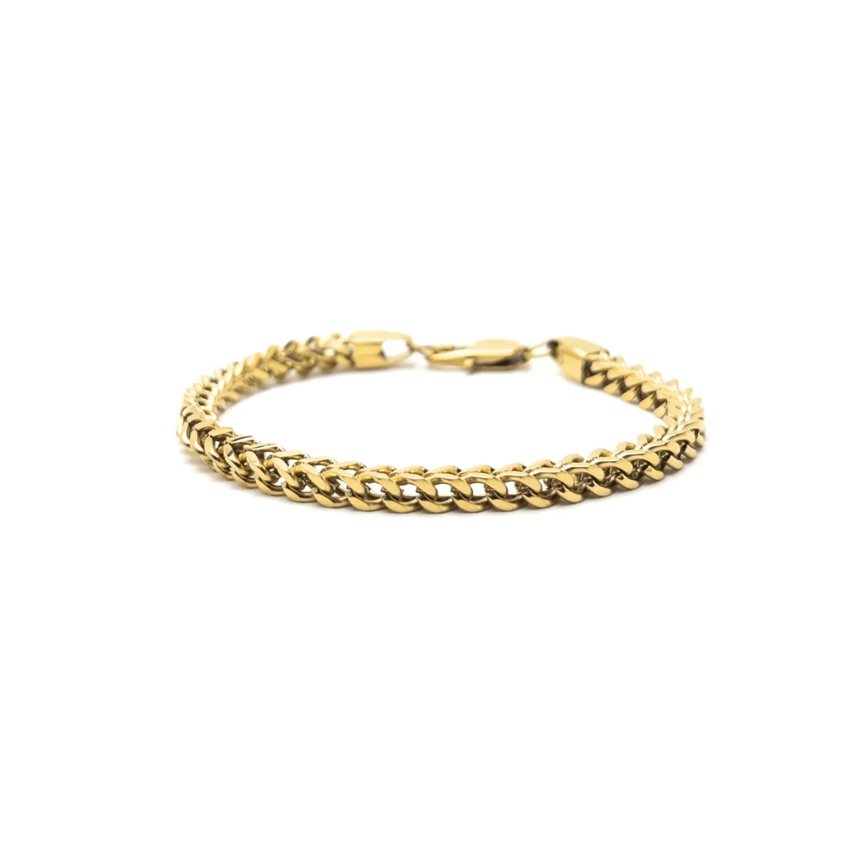 Faceted Lapis Lazuli And Gold-Plated Franco Chain Bracelet Stack