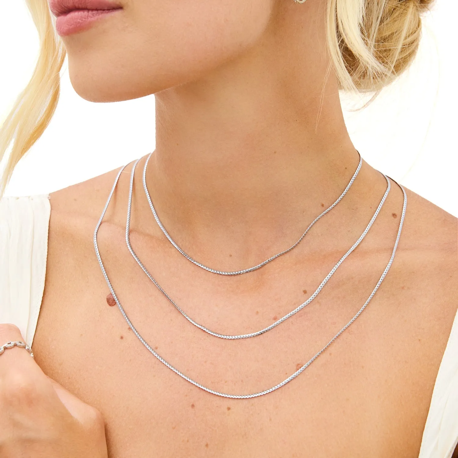 Fine Snake Chain Necklace (Silver)